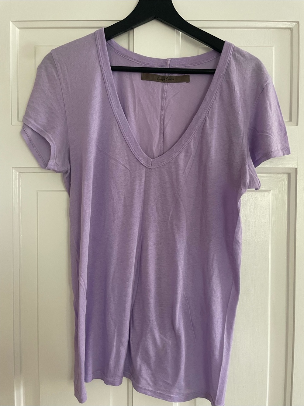 ENZA COSTA supima cotton perfect v tee in lavender ash